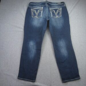 Vigoss Capri Jeans Womens 18x25 Heritage Fit Dark Wash Embroidered Stretch
